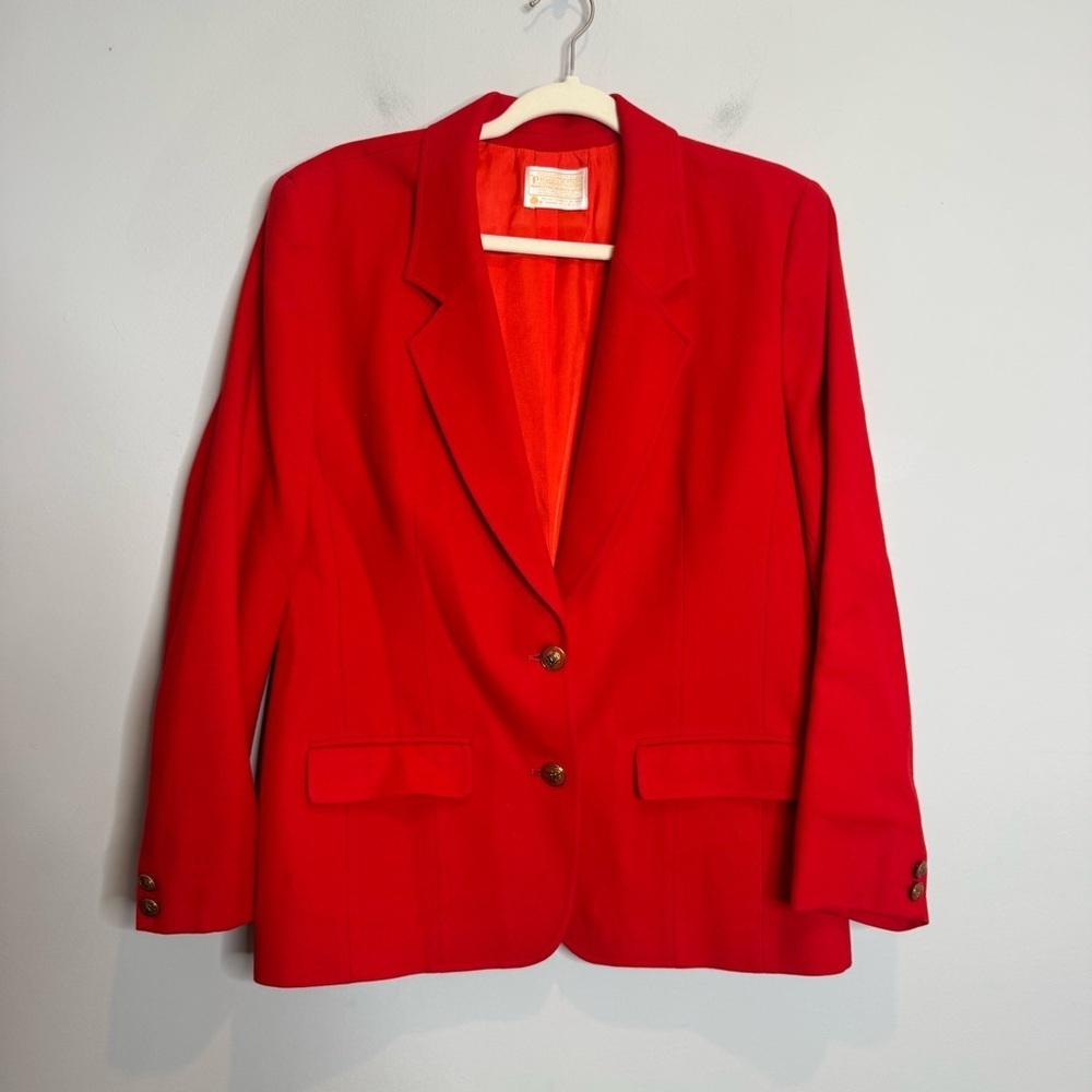 Vintage 80s 90s Pendleton 100% Virgin Wool Blazer Made in USA Size 12 Business